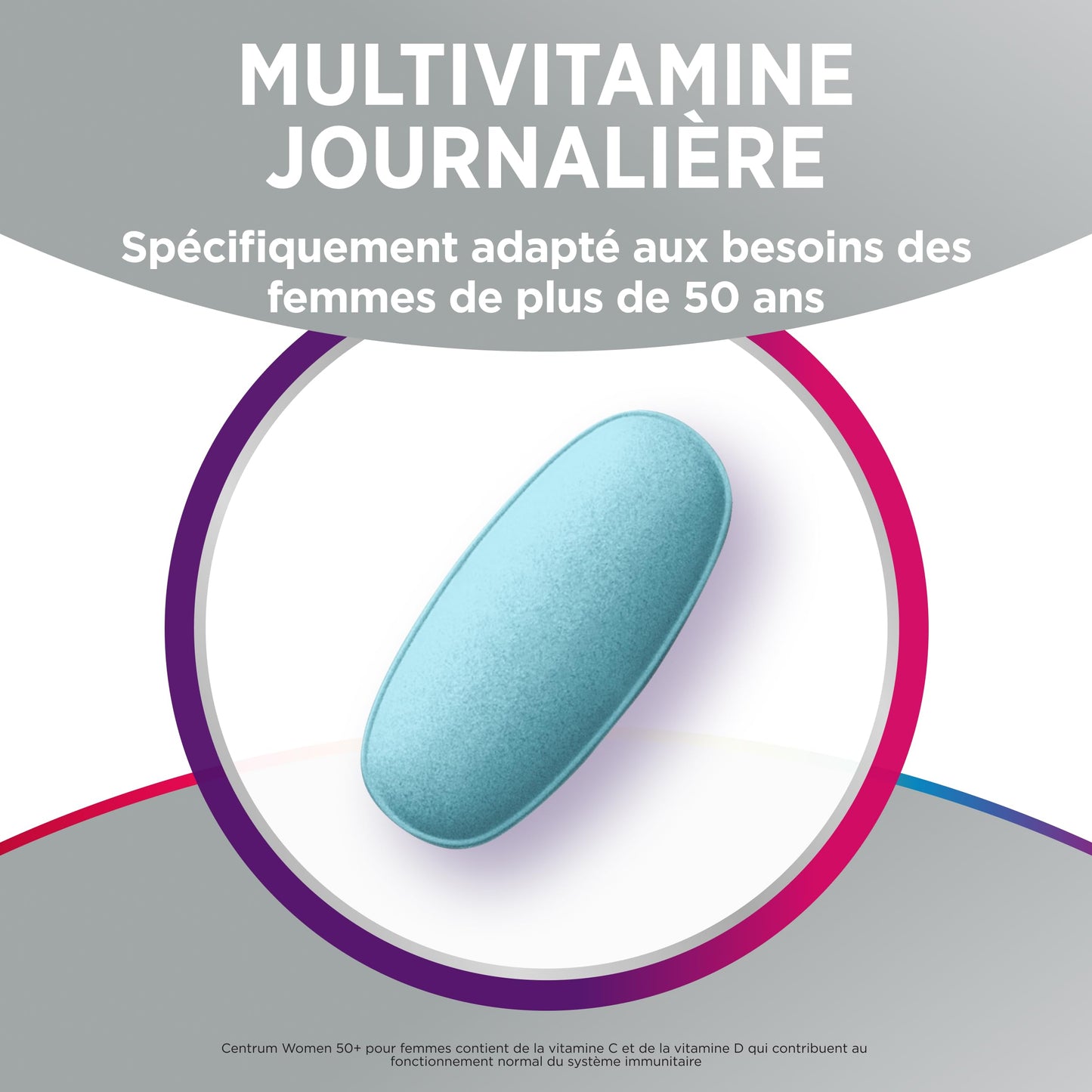 CENTRUM Women 50+ - Multivitamines et Minéraux pour Femme de +50 ans - 23 nutriments Vit D, C, B6, B12, Fer & Zinc - Complément Alimentaire Fatigue, Immunité & Soutien Cognitif - 30 Comprimés - 1 Mois