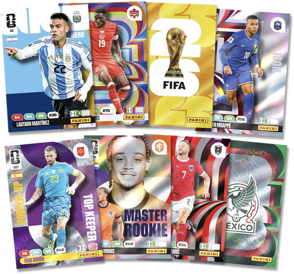 Panini Coupe du Monde DE LA FIFA 2026 Trading Cards Game Blister 7 Pochettes + 4 Cartes édition limitée