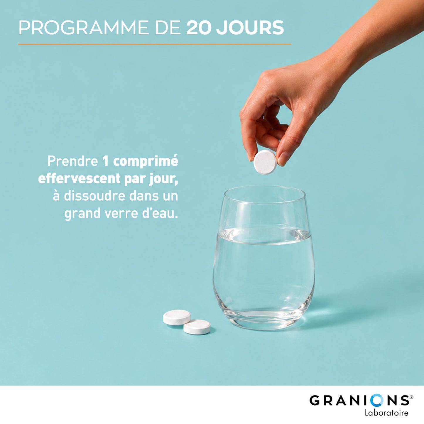 GRANIONS Magnesium Bisglycinate 360 MG - Magnesium Bisglycinate Haute Assimilation + Vitamine B6 - Anti Stress Adulte, Anti Fatigue Puissant - Sans Sucre & Vegan - 10 Shots - Goût Framboise