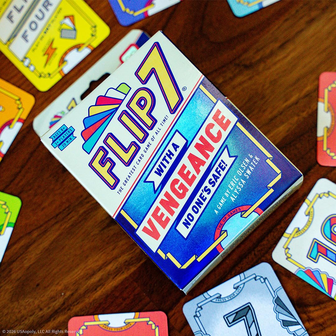 USAopoly Flip 7 | The Ultimate Blend of Press Your Luck and Strategy | Fast-Paced Addictive Card Game | Quick to Learn and Easy to Teach | 3+ Players | Ages 8+ | English