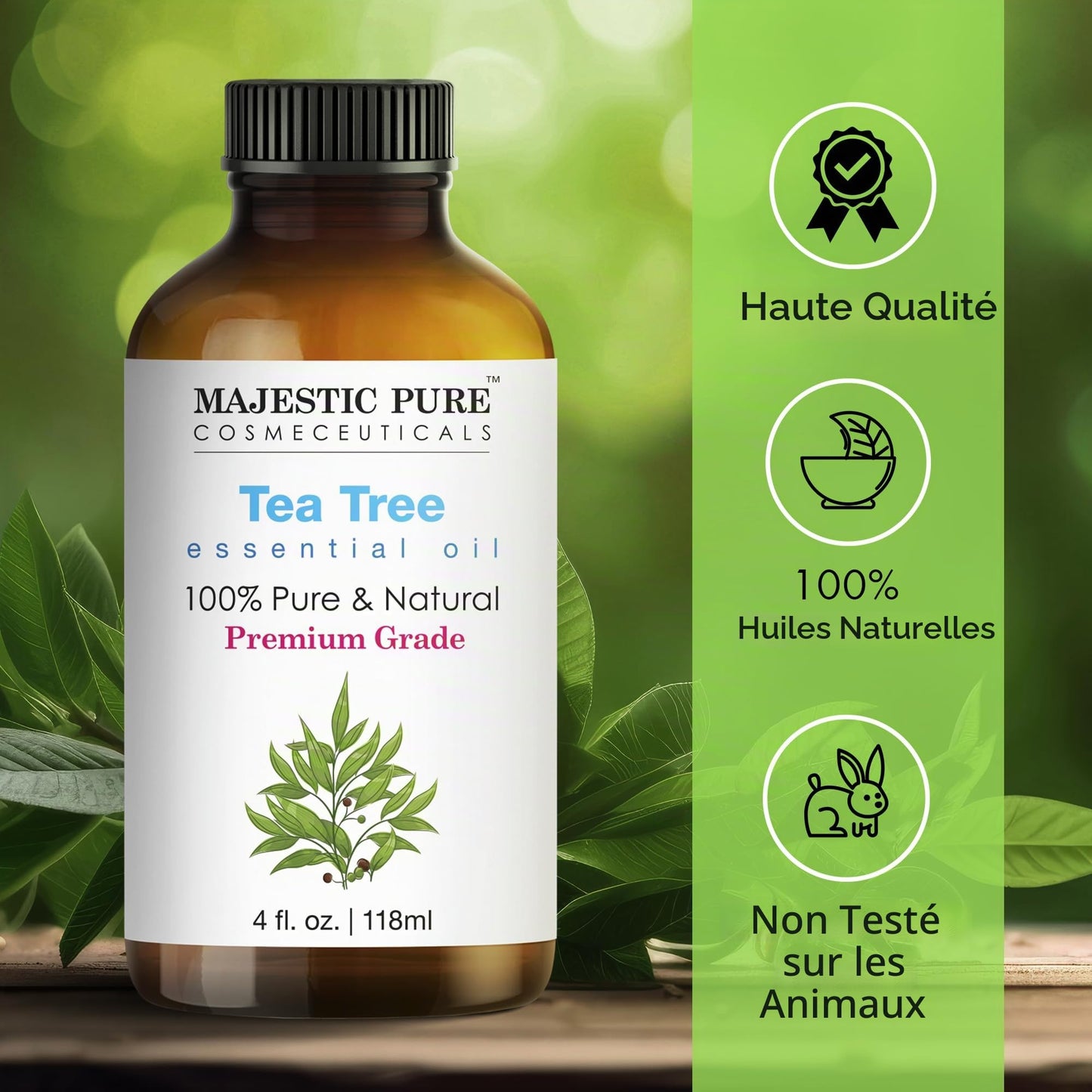 Majestic Pure Huile Essentielle Tea Tree (Arbre à Thé), 118ml