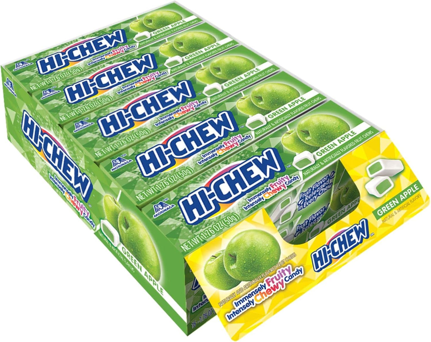 HI-CHEW Bonbons à Mâcher Saveur Pomme Verte 15 Étuis X 50 g