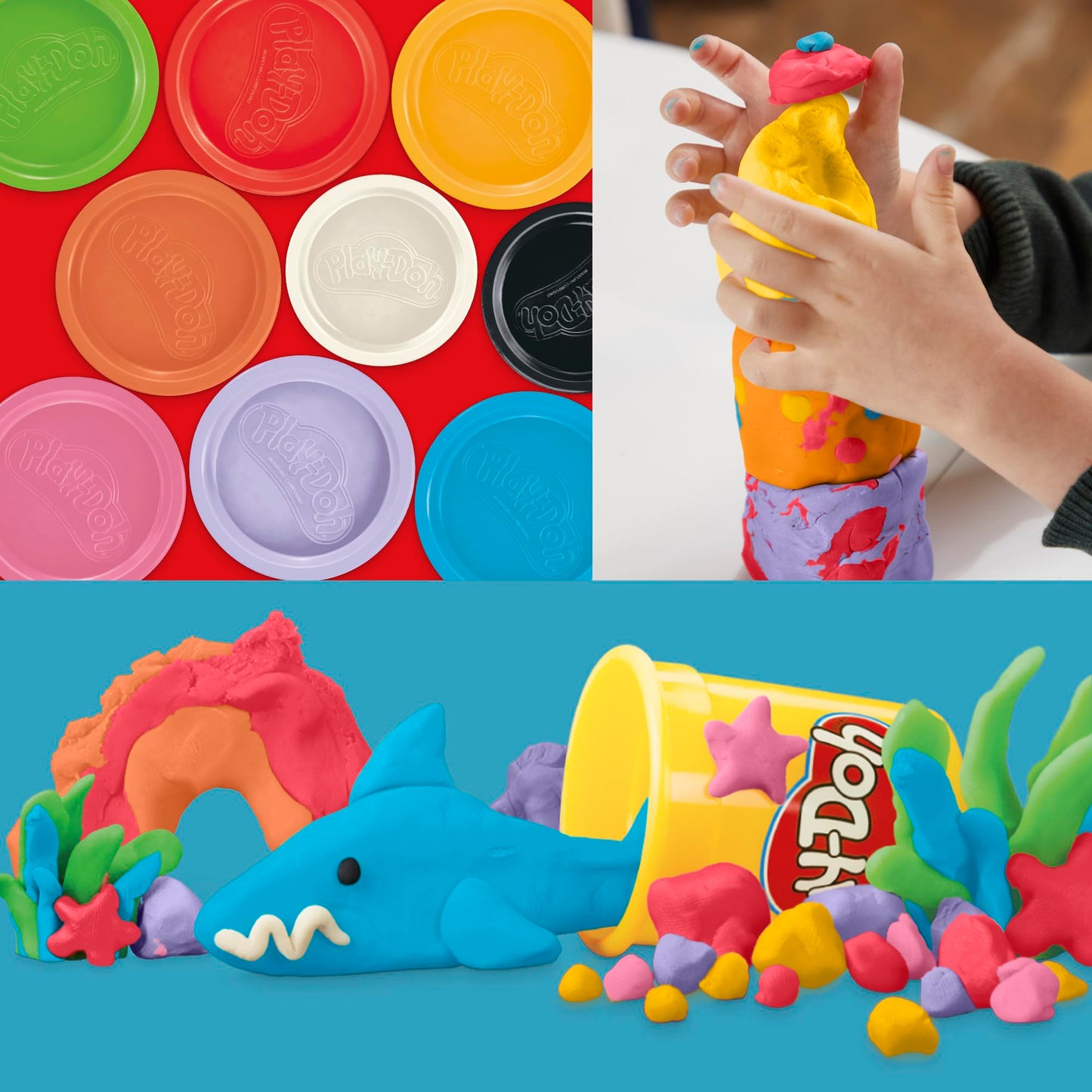 Play-Doh, La fête des Couleurs, Loisirs créatifs avec pâte à Modeler pour Filles et Garçons dès 3 Ans, 24 Pots de 56 g, 6 Couleurs, Idèe Cadeaux pour Anniversaires