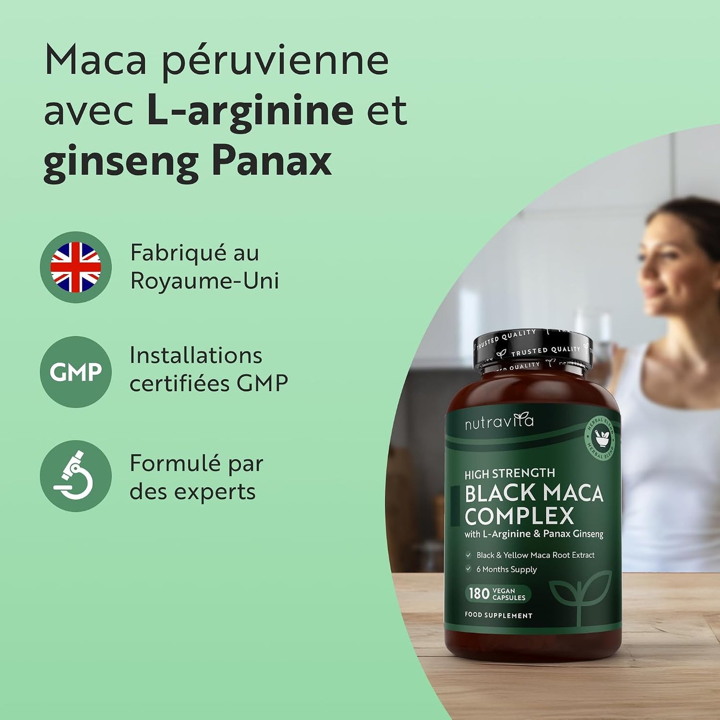 Nutravita Maca 5000 mg - 180 Capsules Véganes - 6 Mois