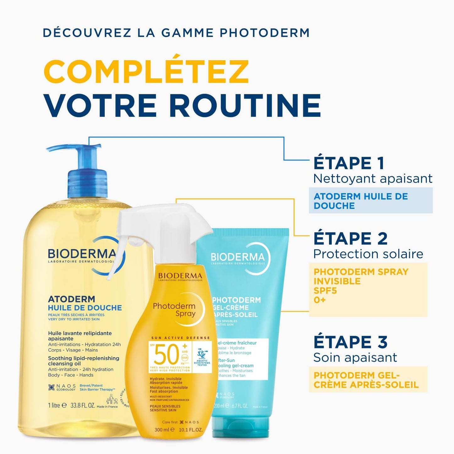 BIODERMA Photoderm Spray SPF50+ Crème solaire très haute protection - Peaux sensibles - Hydratation longue durée - Vaporisateur 300 ml