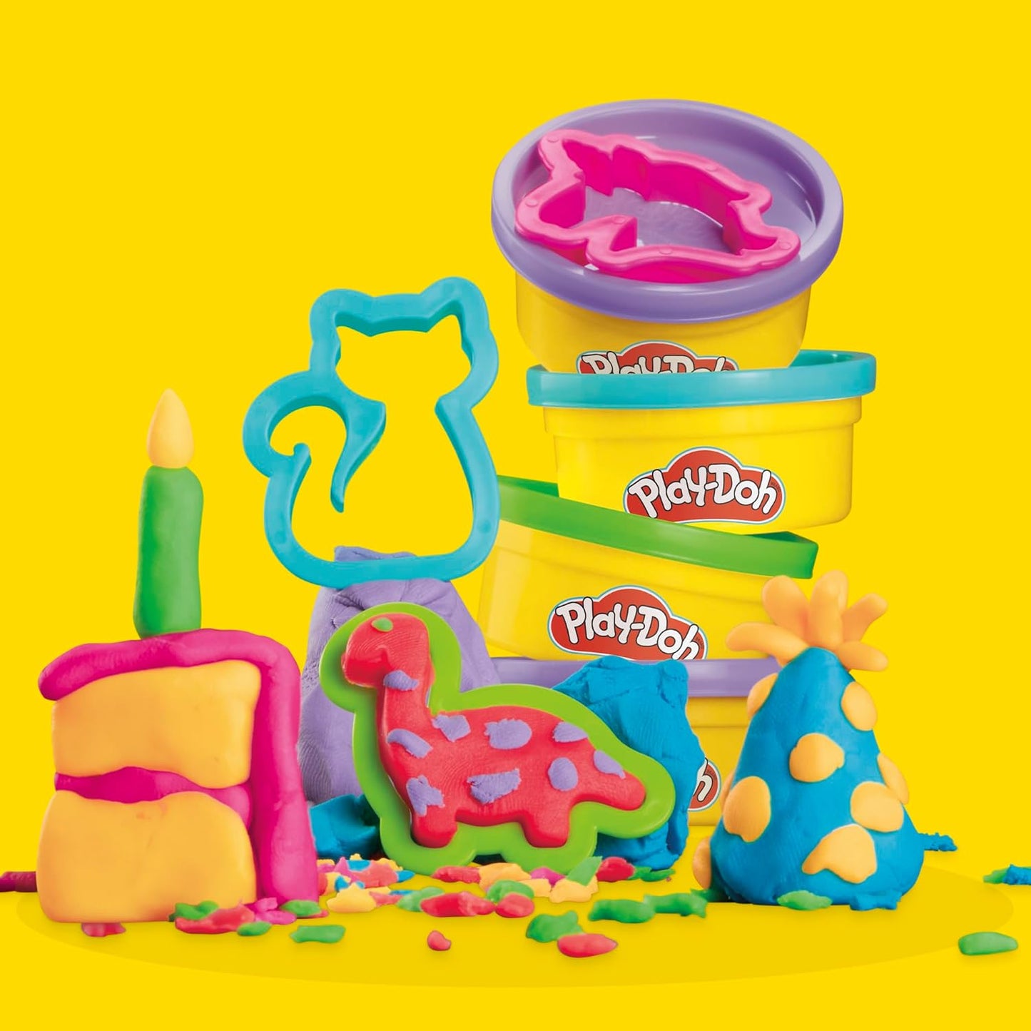 Play-Doh, La fête des Couleurs, Loisirs créatifs avec pâte à Modeler pour Filles et Garçons dès 3 Ans, 24 Pots de 56 g, 6 Couleurs, Idèe Cadeaux pour Anniversaires