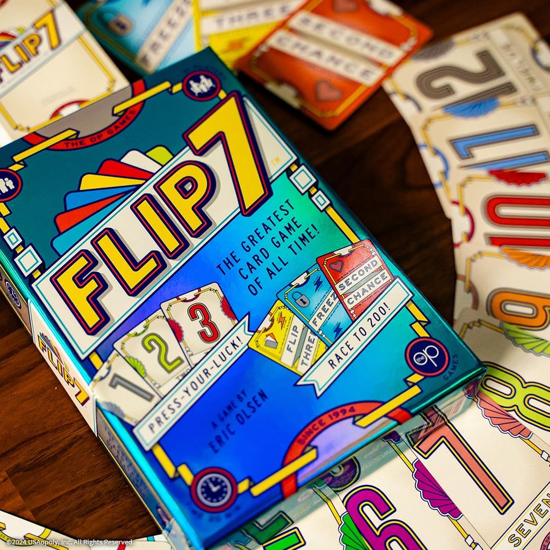 USAopoly Flip 7 | The Ultimate Blend of Press Your Luck and Strategy | Fast-Paced Addictive Card Game | Quick to Learn and Easy to Teach | 3+ Players | Ages 8+ | English