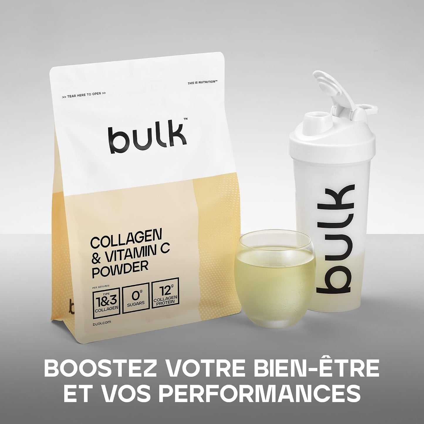 Bulk Collagène et Vitamine C en Poudre, Orange, 500 g