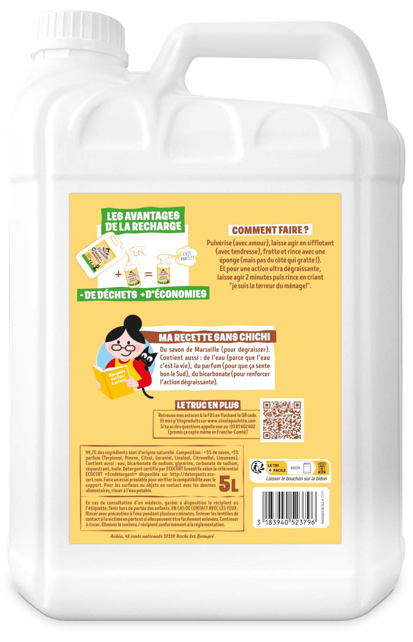 Paulette - Savon de Marseille au Bicarbonate de Soude - Authentique - 500mL