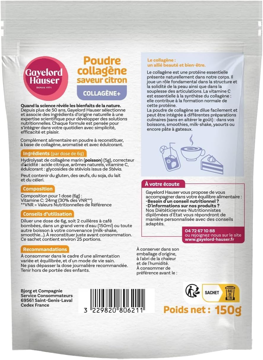 GAYELORD HAUSER - Collagène Marin Hydrolysé Citron - 150g