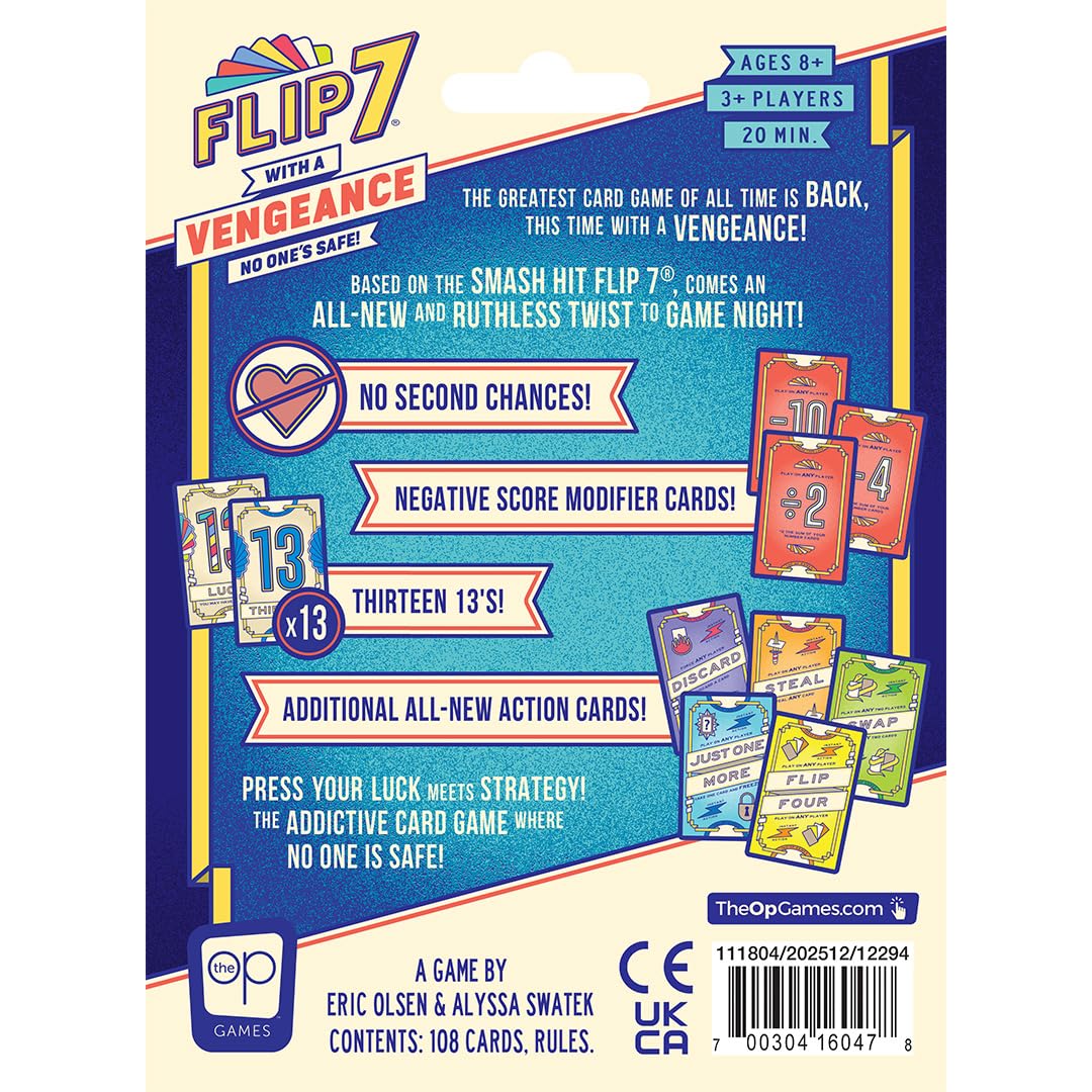 USAopoly Flip 7 | The Ultimate Blend of Press Your Luck and Strategy | Fast-Paced Addictive Card Game | Quick to Learn and Easy to Teach | 3+ Players | Ages 8+ | English