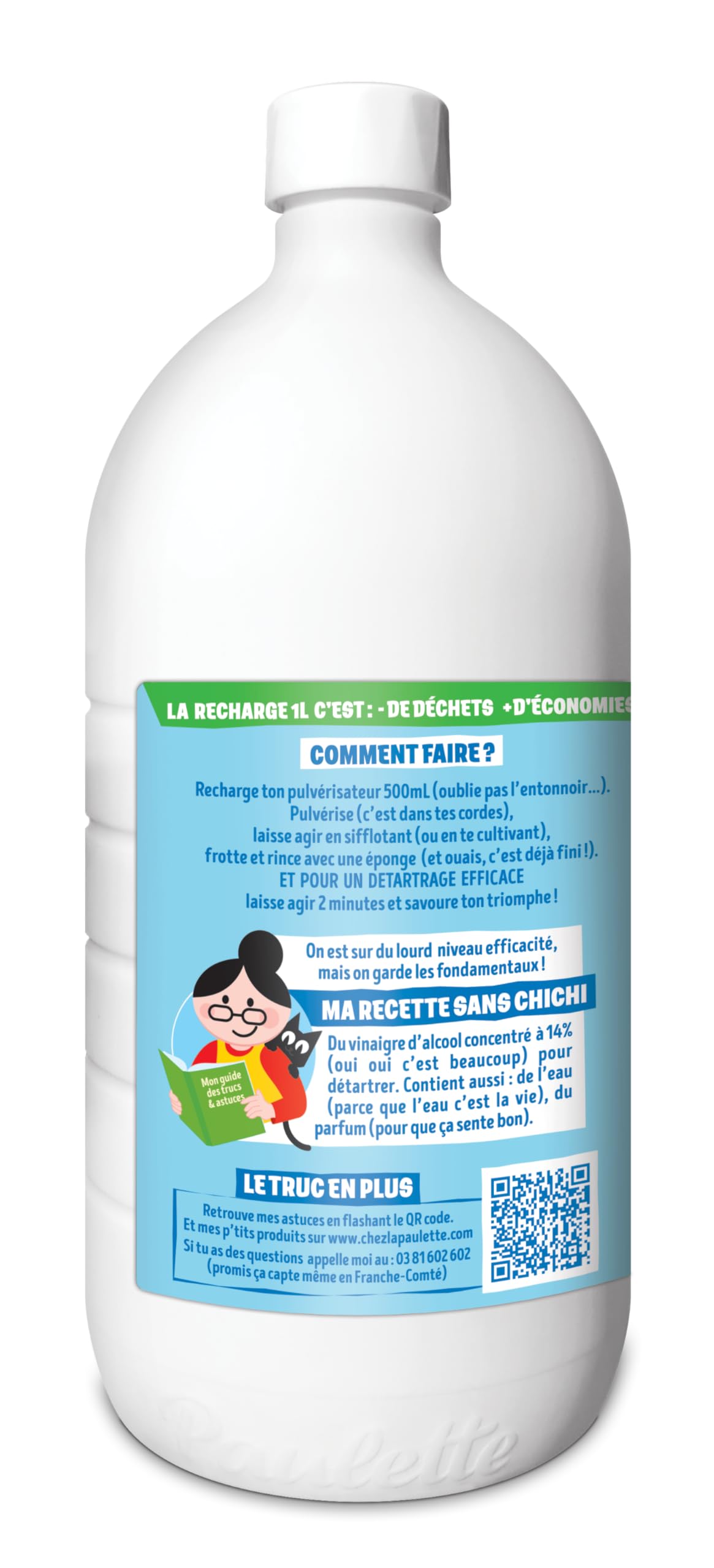 Paulette - Vinaigre Framboise 8° - Détartrant Multi-Surface - 500mL