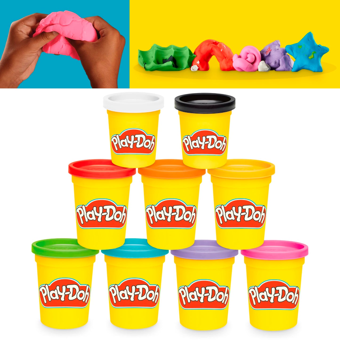 Play-Doh, La fête des Couleurs, Loisirs créatifs avec pâte à Modeler pour Filles et Garçons dès 3 Ans, 24 Pots de 56 g, 6 Couleurs, Idèe Cadeaux pour Anniversaires