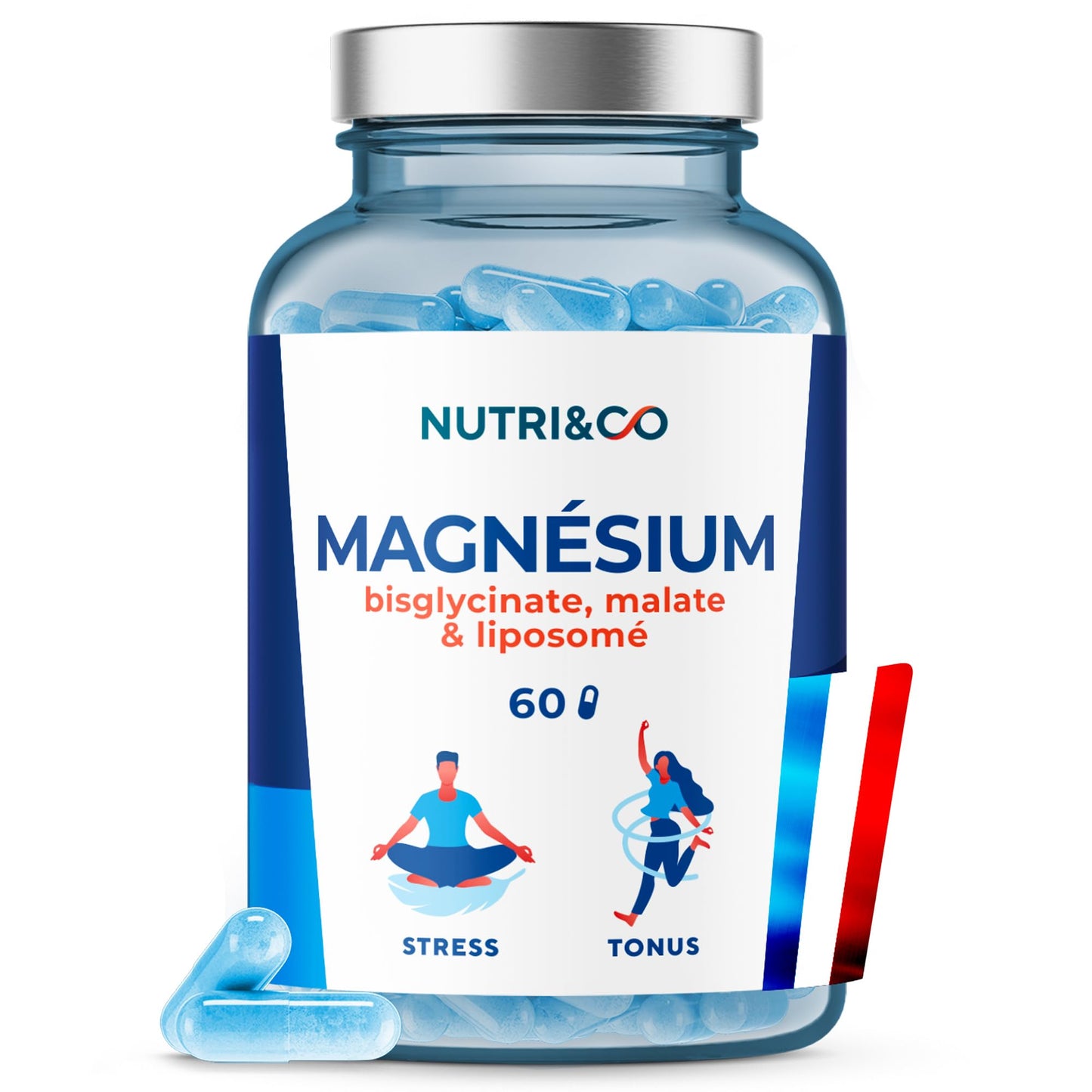 NUTRI&CO Magnésium Bisglycinate Malate & Liposome vitamine B6 | 120 Gélules