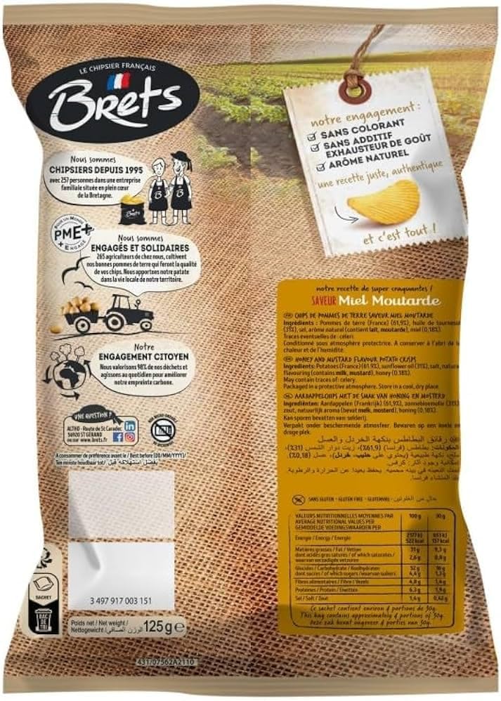 CHIPS BRETS Miel Moutarde Artisanal 125 G LOT DE 4