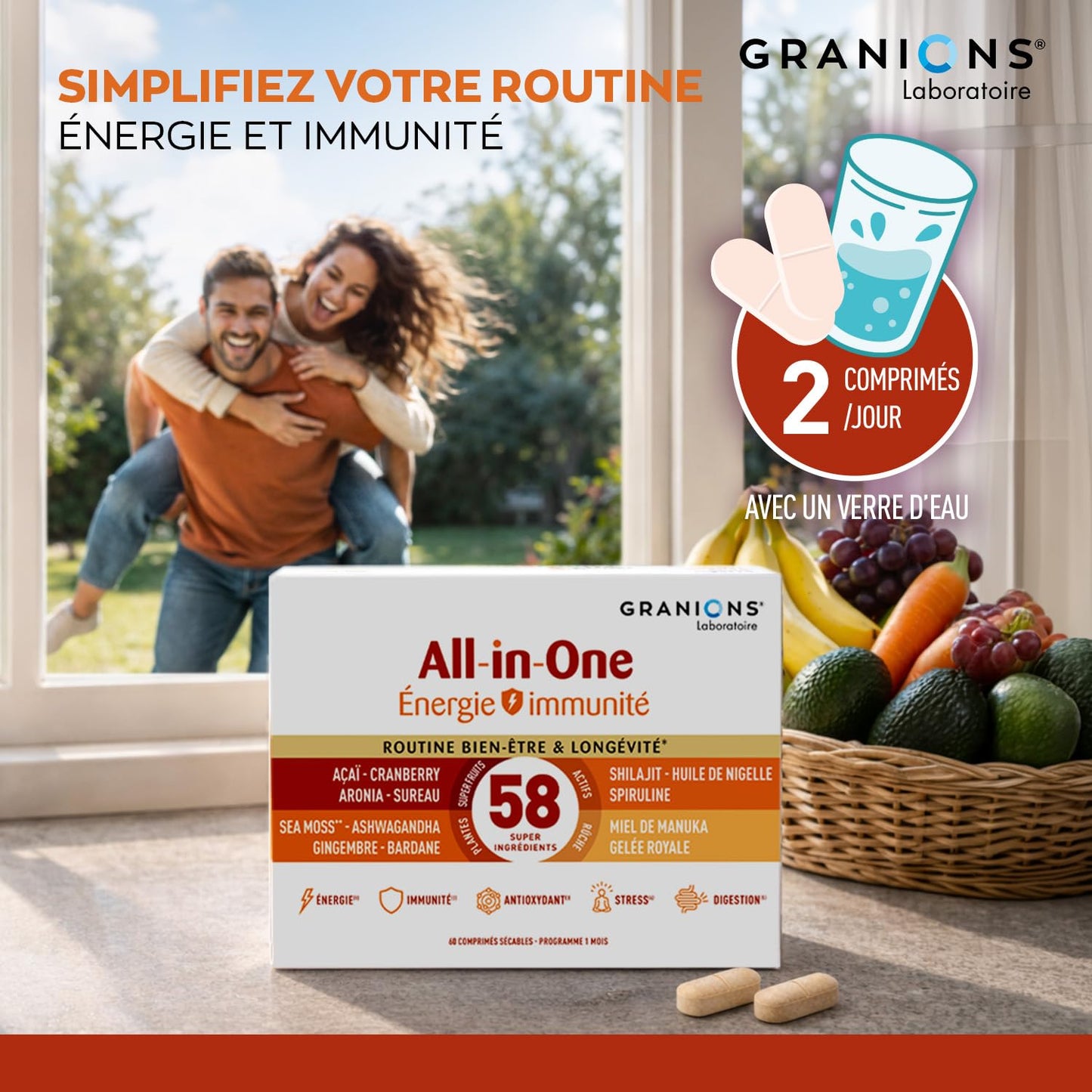 Cortisol - Ashwagandha Bio Granions - Anti Stress - KSM-66-60 Comprimes