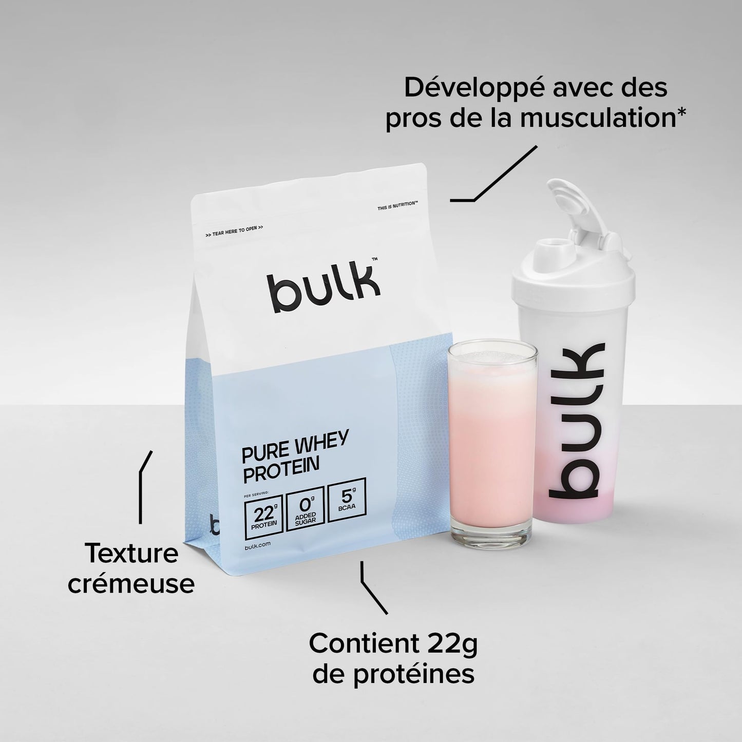 Bulk Pure Whey Protéine en Poudre, Nature, 1kg