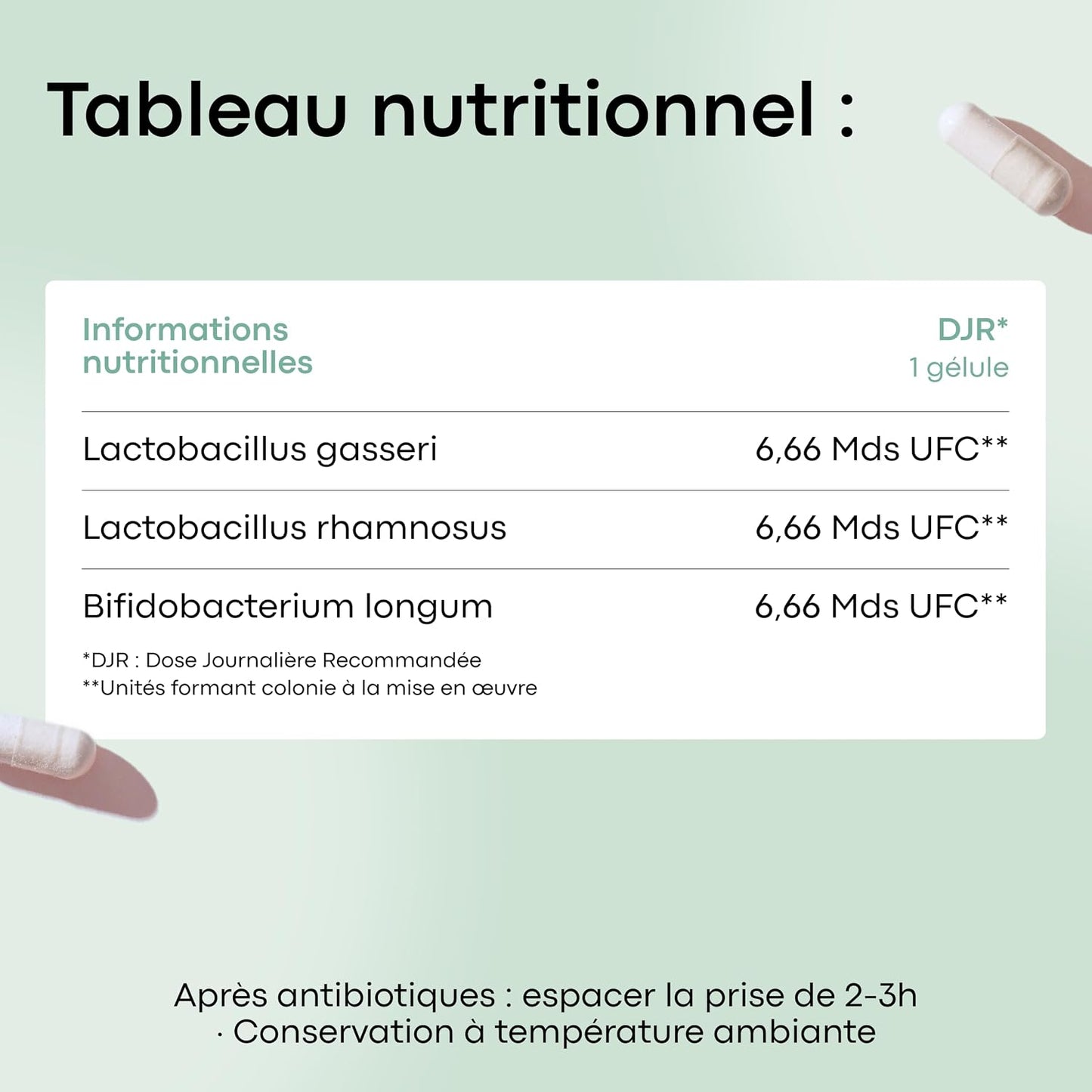 Probiotique - 20 Milliards UFC/Jour, 30 Gélules - 1 Mois