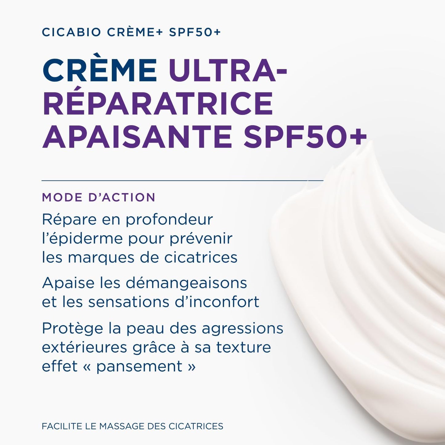 BIODERMA Cicabio Creme+ SPF50+ Soin anti-hyperpigmentation ultra réparateur et apaisant - Protège des agressions extérieures, texture « effet pansement » - Pour toute la famille - Tube 40 ml