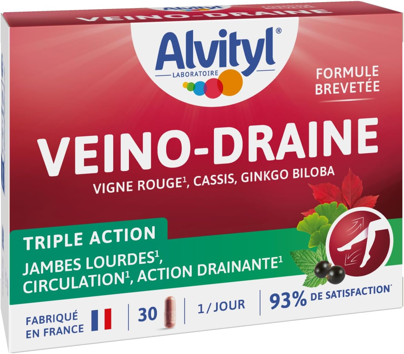 Alvityl Veino-Draine Action Drainante Confort Circulatoire - 30 gélules