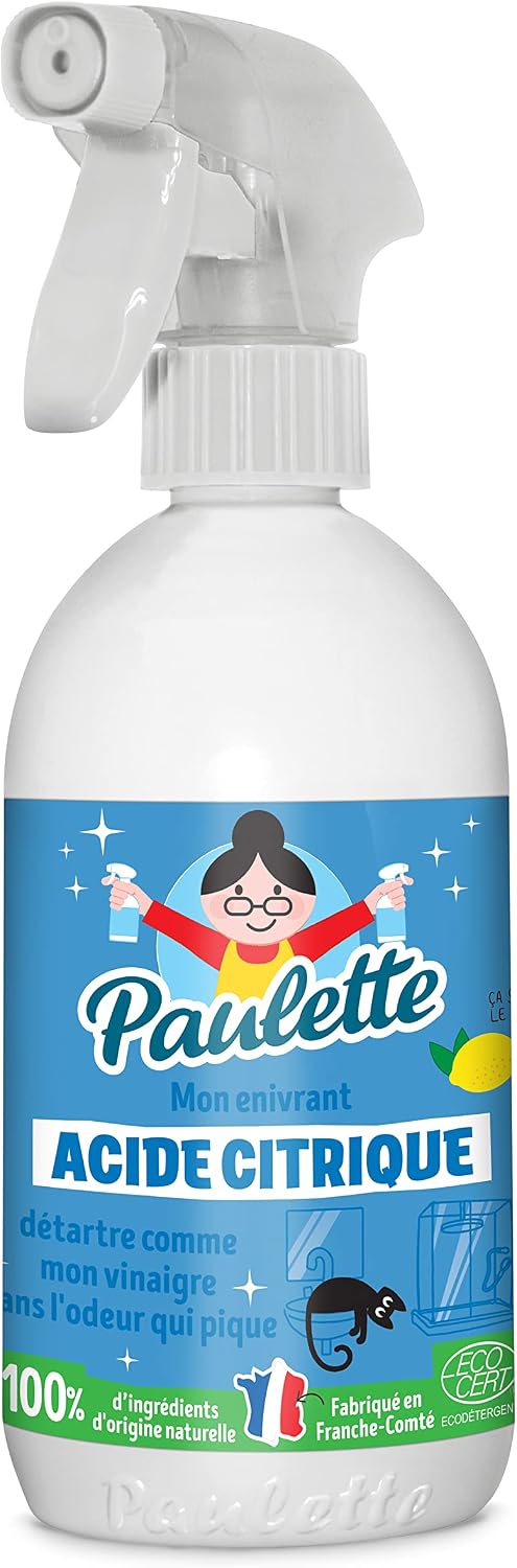 Paulette - Acide Citrique Liquide - Spray Détartrant Parfum Citron - 500mL
