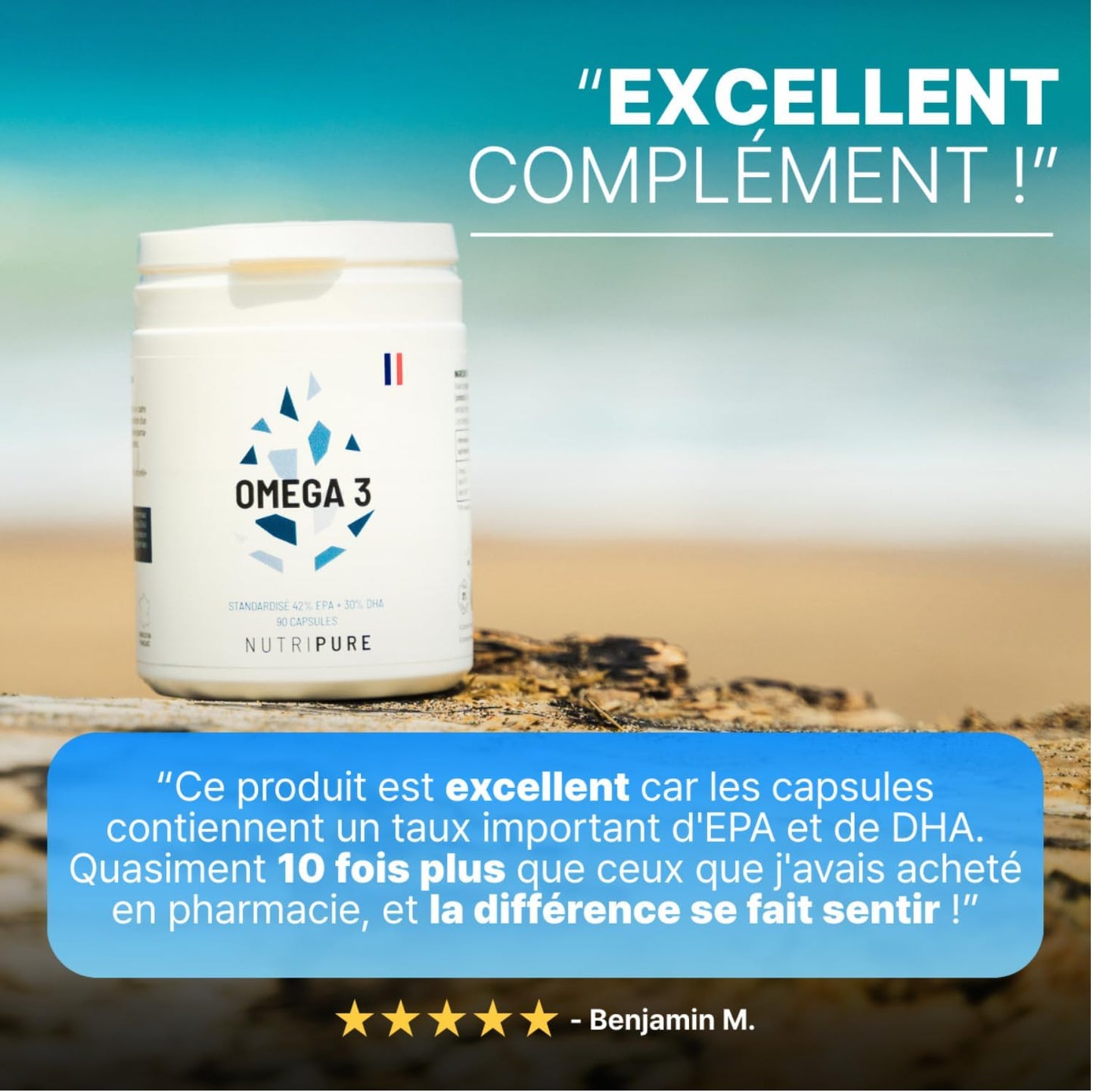Nutripure - Omega 3 Epax® 2400 mg - EPA 1260 mg & DHA 900 mg - 270 Gélules