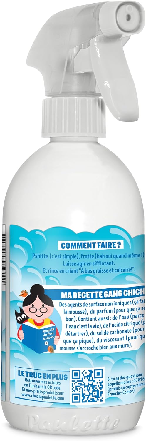 Paulette - Mousse de Salle de Bain - Spray Détartrant Parfum Citron - 500mL