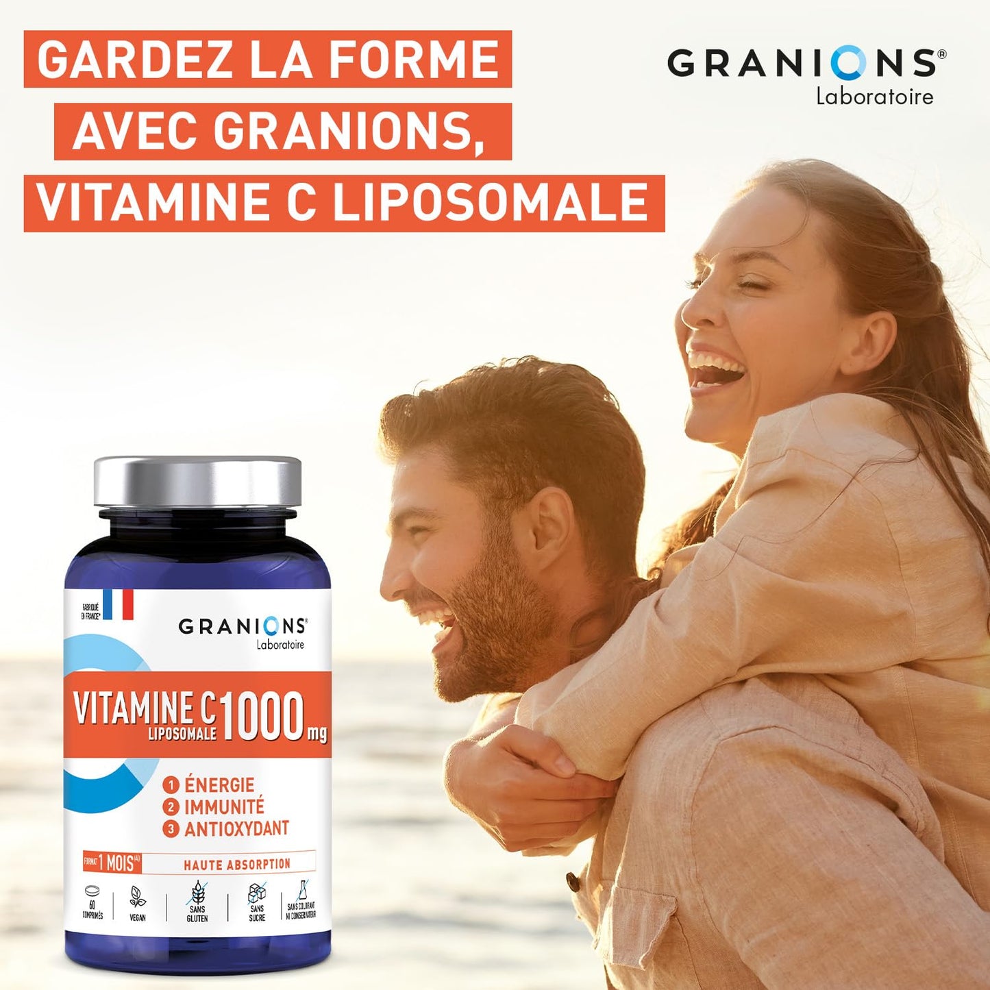 Vitamine C 1000 mg GRANIONS - Energie Immunité - 180 Comprimés Vegan Adulte