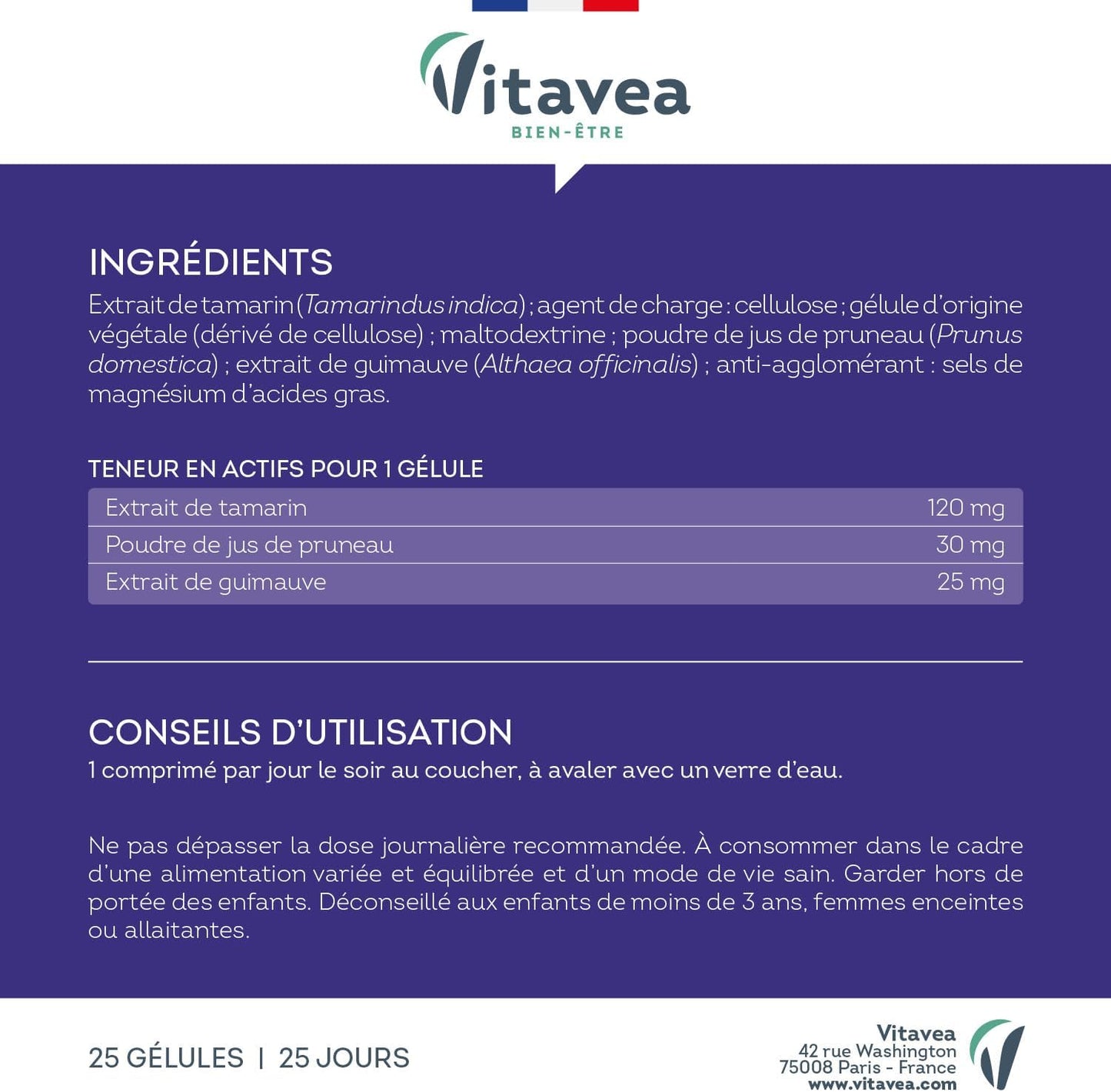 Vitavea Bien-être - Tamarin Pruneau Guimauve - Transit - 25 jours