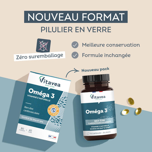 Vitavea Bien-être - Oméga 3 EPA DHA - Cure 35 jours - 70 capsules