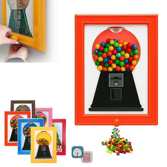 Distributeur de bonbons mural pour cadre photo, distributeur de bonbons, pour la maison et le bureau, distributeur de bonbons décoratif avec répartition rapide, bleu