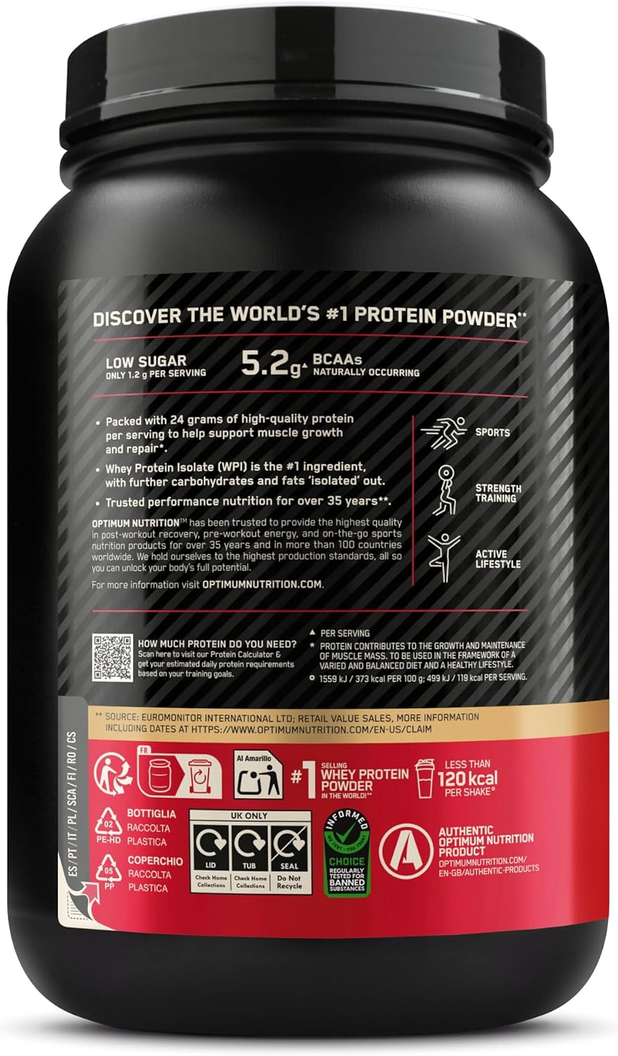Optimum Nutrition Gold Standard 100% Whey Protéine en Poudre, 896 g