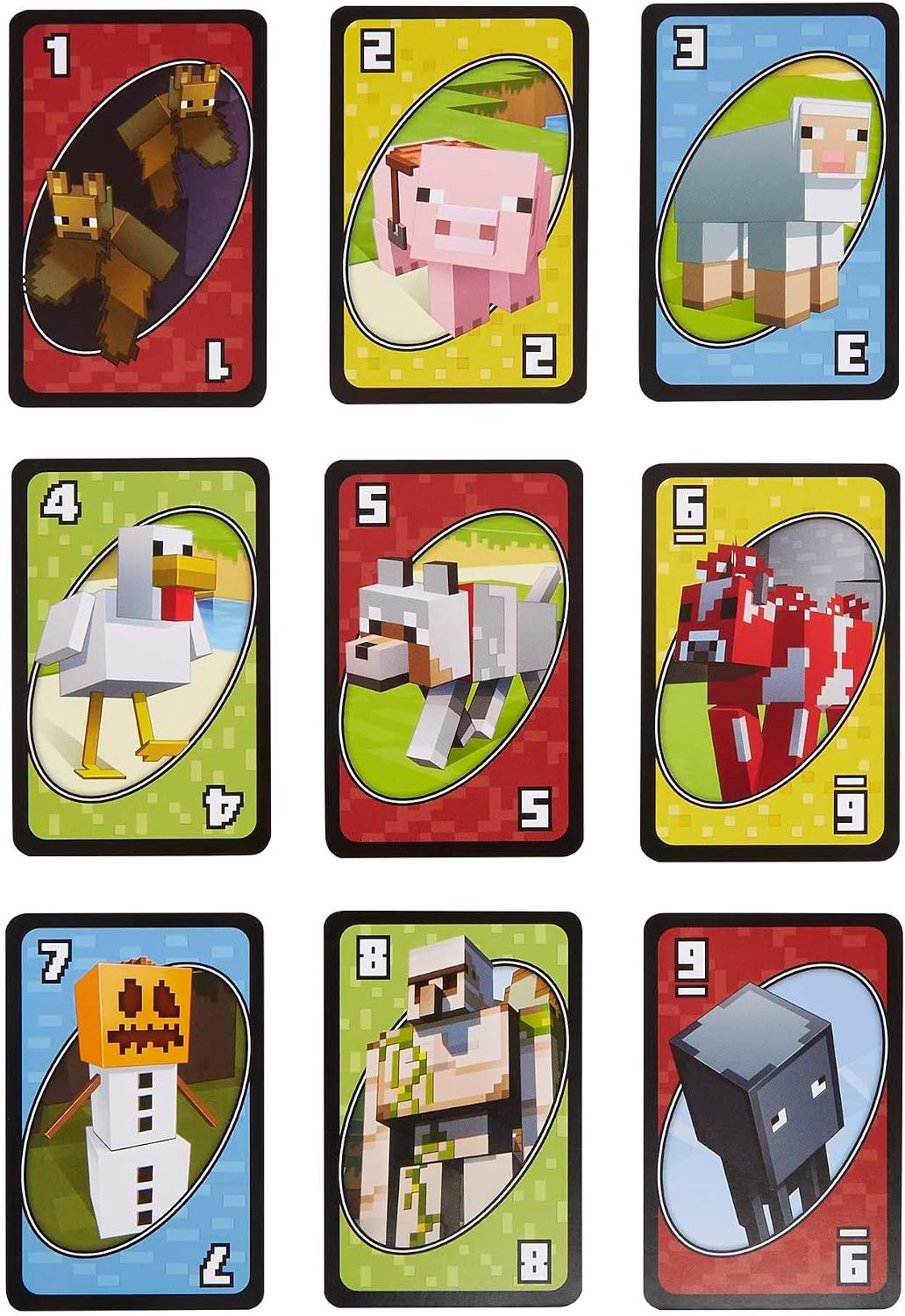 Mattel Games UNO Minecraft Jeu de Cartes, Cadeaux pour Enfants et soirée en Famille, sur Le thème du Jeu vidéo Minecraft, Jeux de Voyage, boîte de Rangement, HJC88