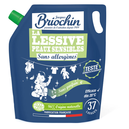 BRIOCHIN Lessive liquide Peaux Sensibles sans parfum, 50 lavages