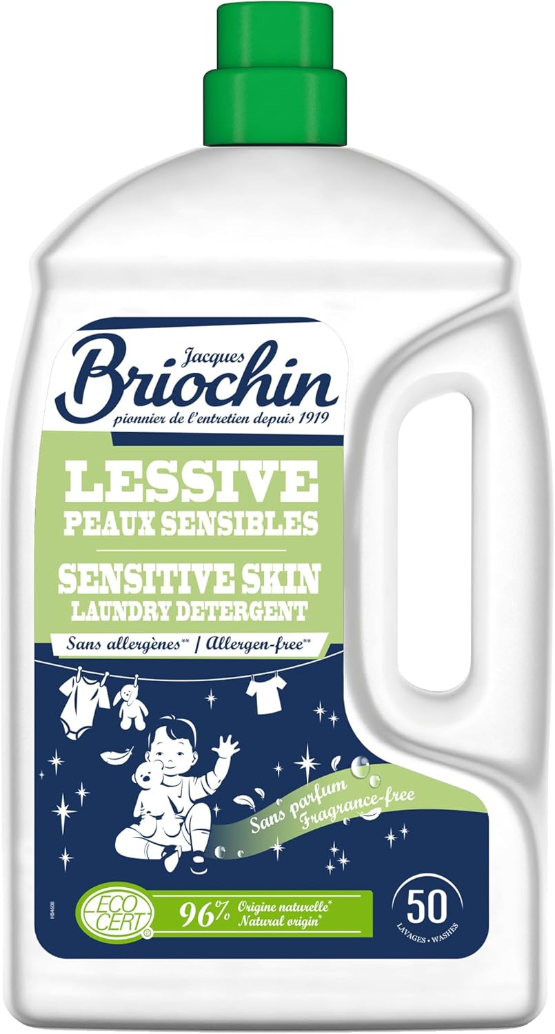 BRIOCHIN Lessive liquide Peaux Sensibles sans parfum, 50 lavages