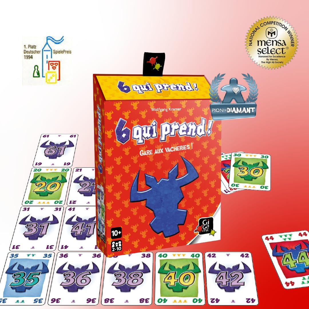 GIGAMIC - 6 Qui Surprend ! - Jeux de société - Jeux de cartes dès 10 ans - Jeu d'ambiance pour enfant, famille et amis - 28 Cartes Spéciales - De 2 à 10 joueurs - 45 Min - Version Française - AMZIX