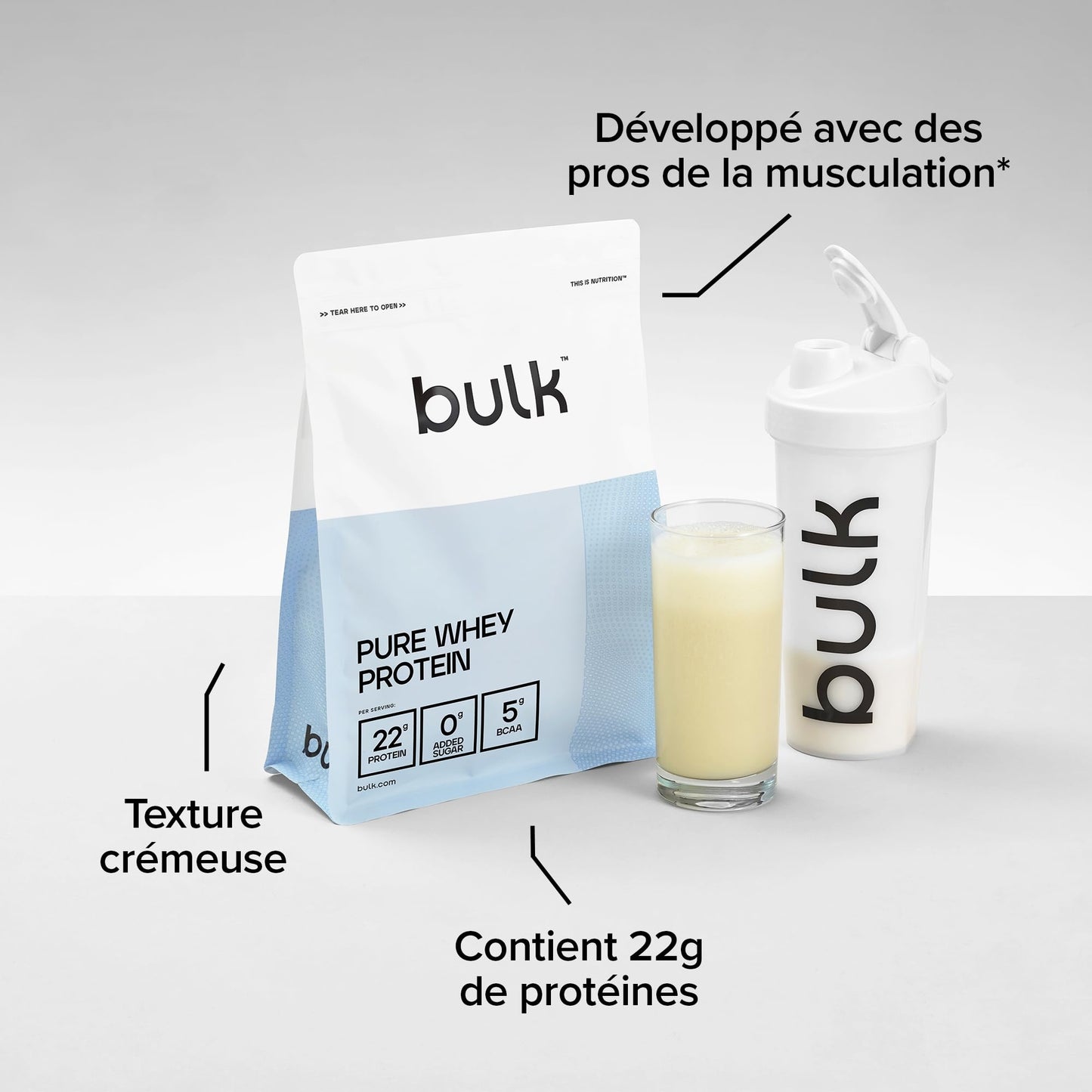 Bulk Pure Whey Protéine en Poudre, Nature, 1kg