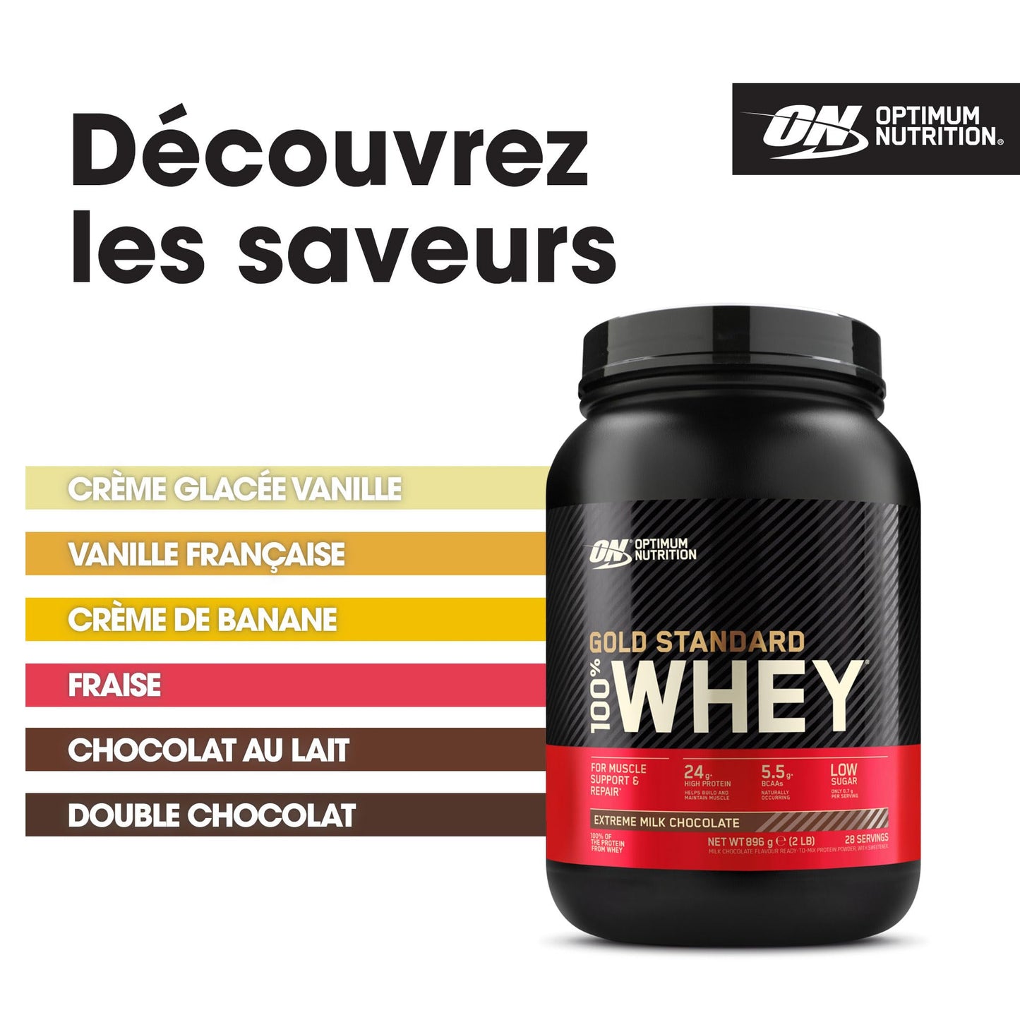 Optimum Nutrition Gold Standard 100% Whey Protéine en Poudre, 896 g