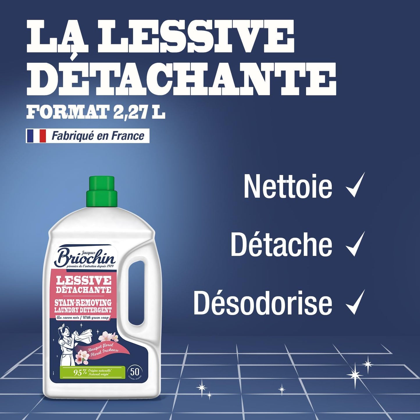BRIOCHIN Lessive liquide savon noir, détachante, 50 lavages