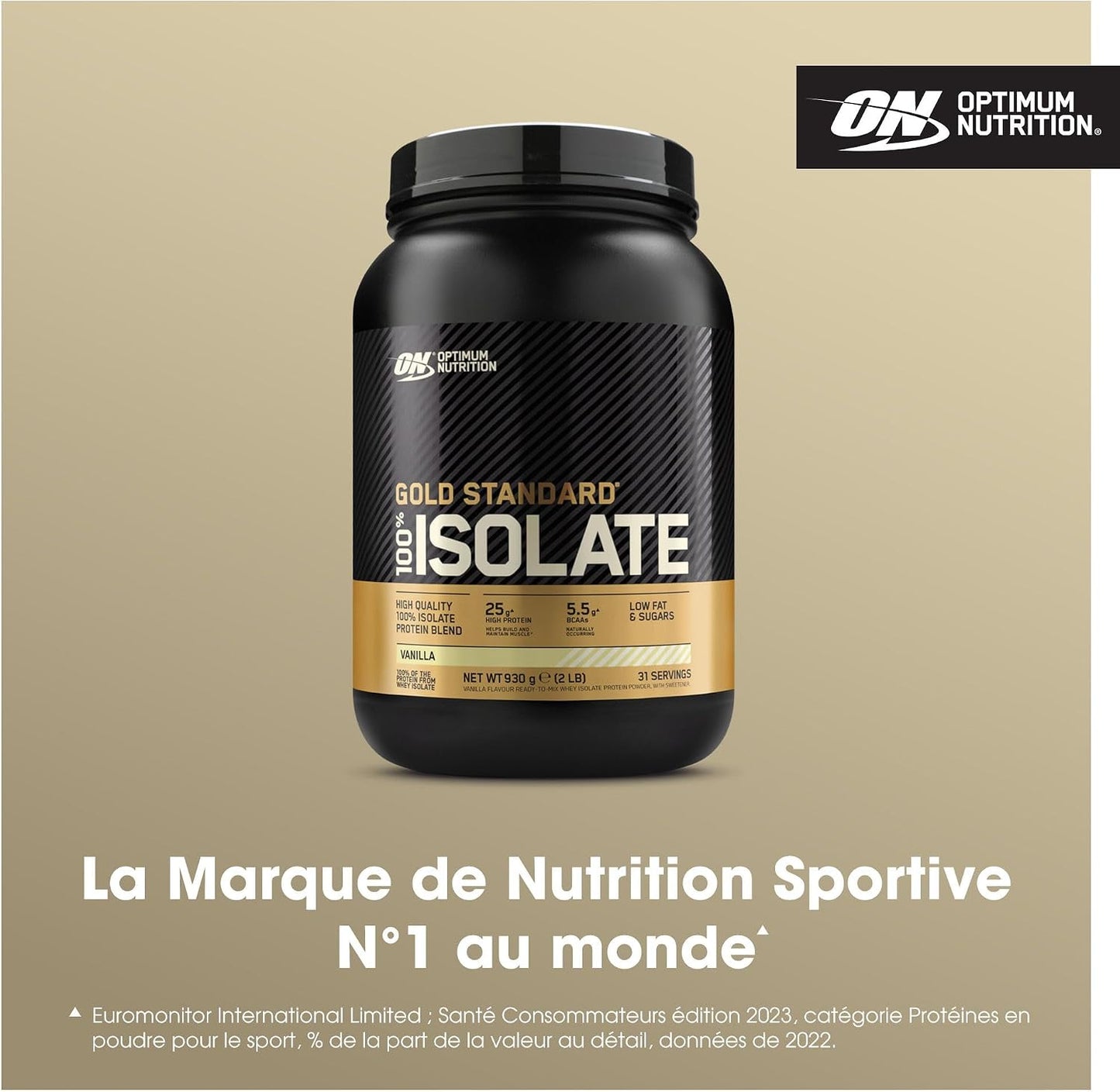 Optimum Nutrition Gold Standard 100% Isolate Protéine de Whey, 930g