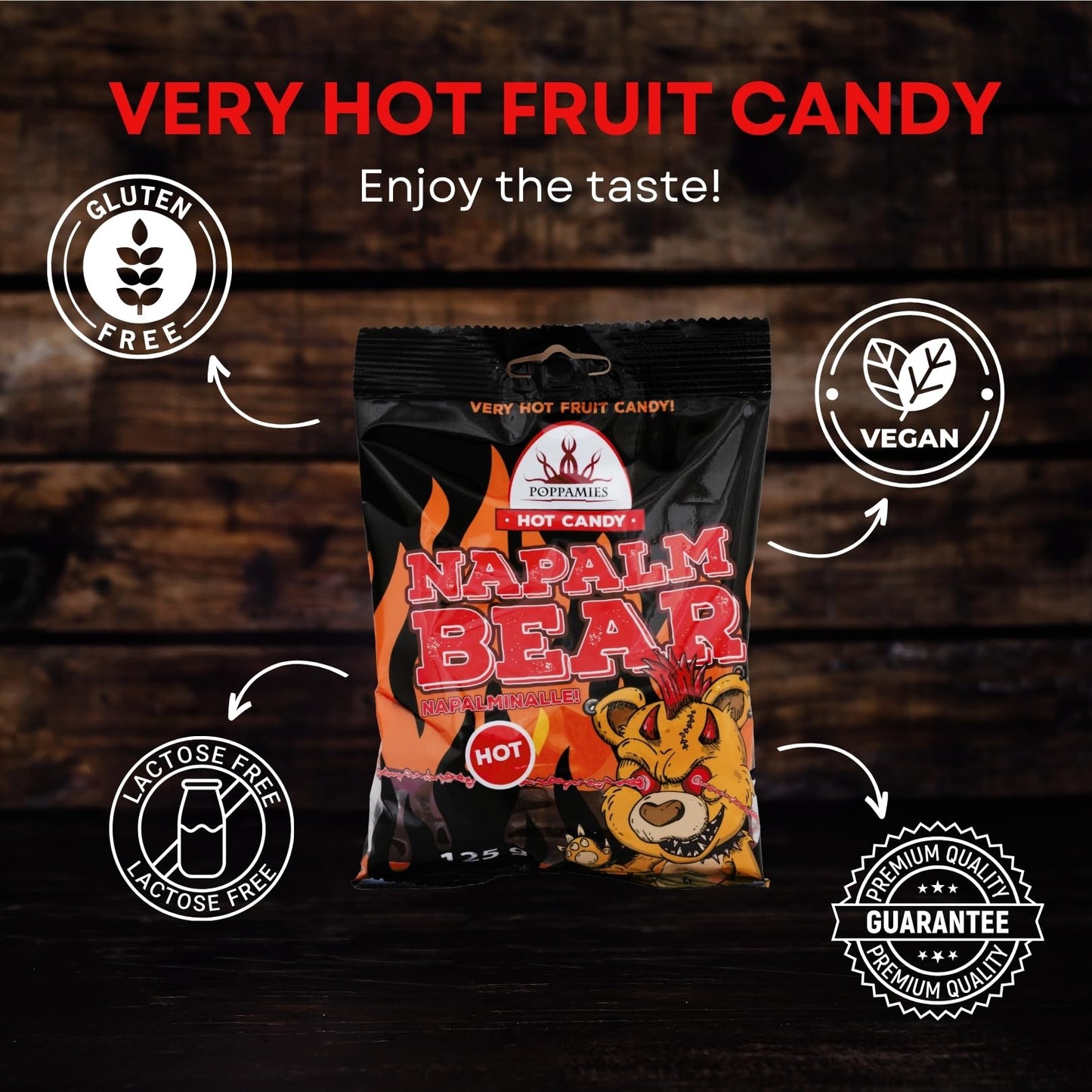 Poppamies Bonbons Épicés Dr Blood Chili Orange - Sans Lactose Sans Gluten Végan - Pas pour les enfants ni pour les farces d'Halloween - Piquant : X-HOT - Taille : 75g
