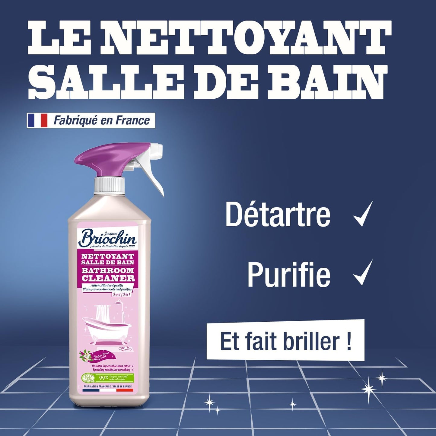 BRIOCHIN Nettoyant salle de bain 3 en 1 parfum floral 1L