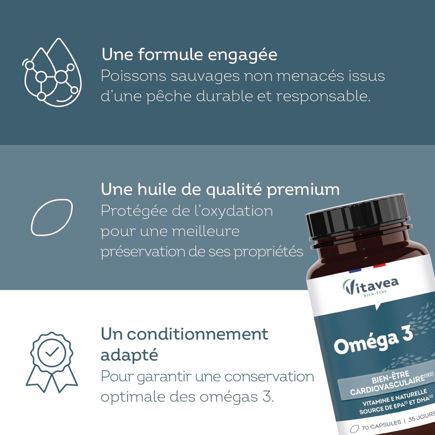Vitavea Bien-estar - Omega 3 EPA DHA - Tratamiento 35 días - 70 cápsulas