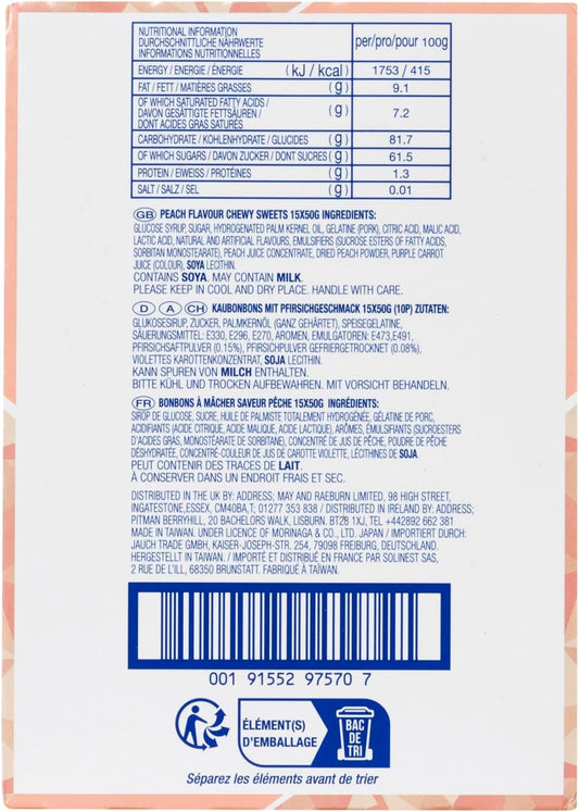 HI-CHEW Bonbons à Mâcher Saveur Pêche 15 Étuis X 50 g