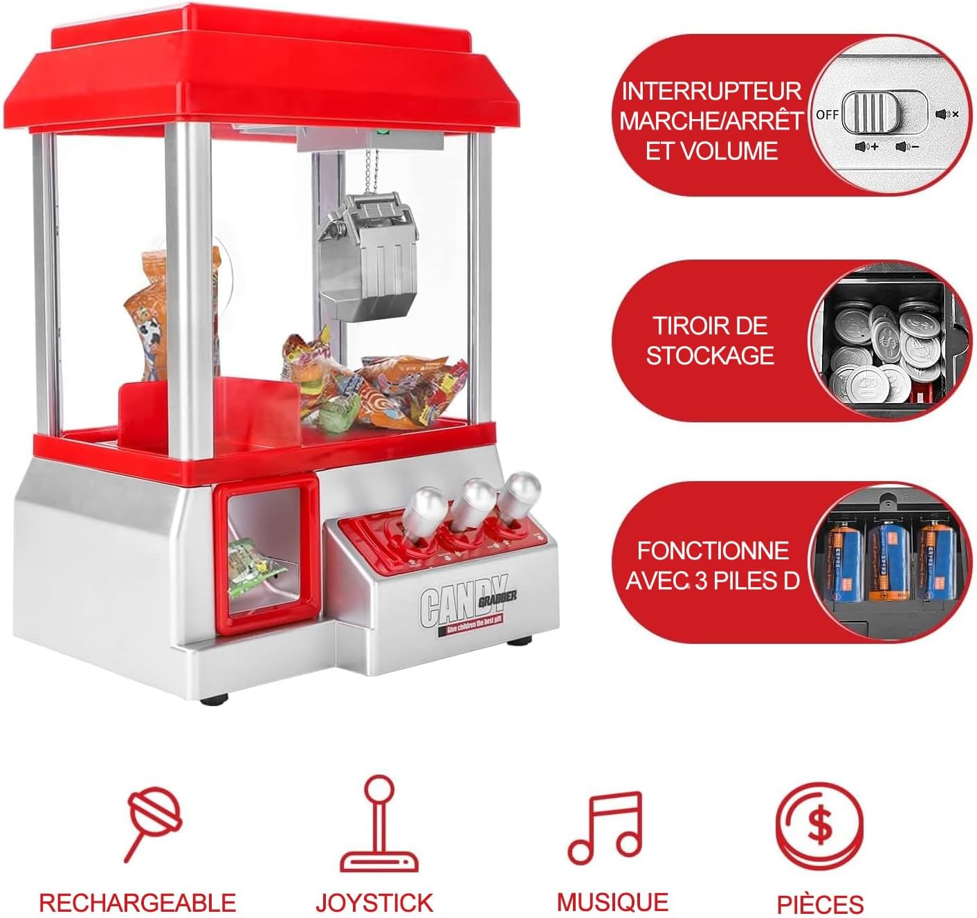 Distributeur Bonbon Machine à Bonbons Candy Grabber Mini Coin