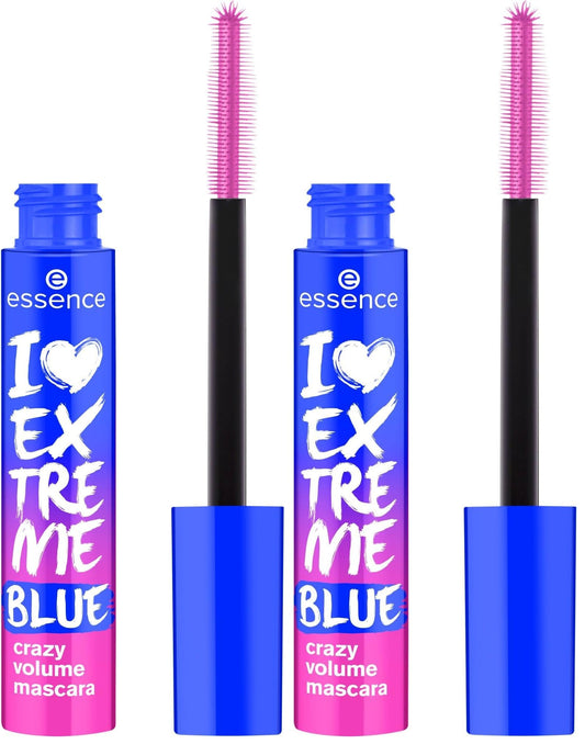 essence I LOVE EXTREME BLUE máscara de pestañas de volumen extremo, larga duración, rizadora, volumen extremo, color intenso (12ml)