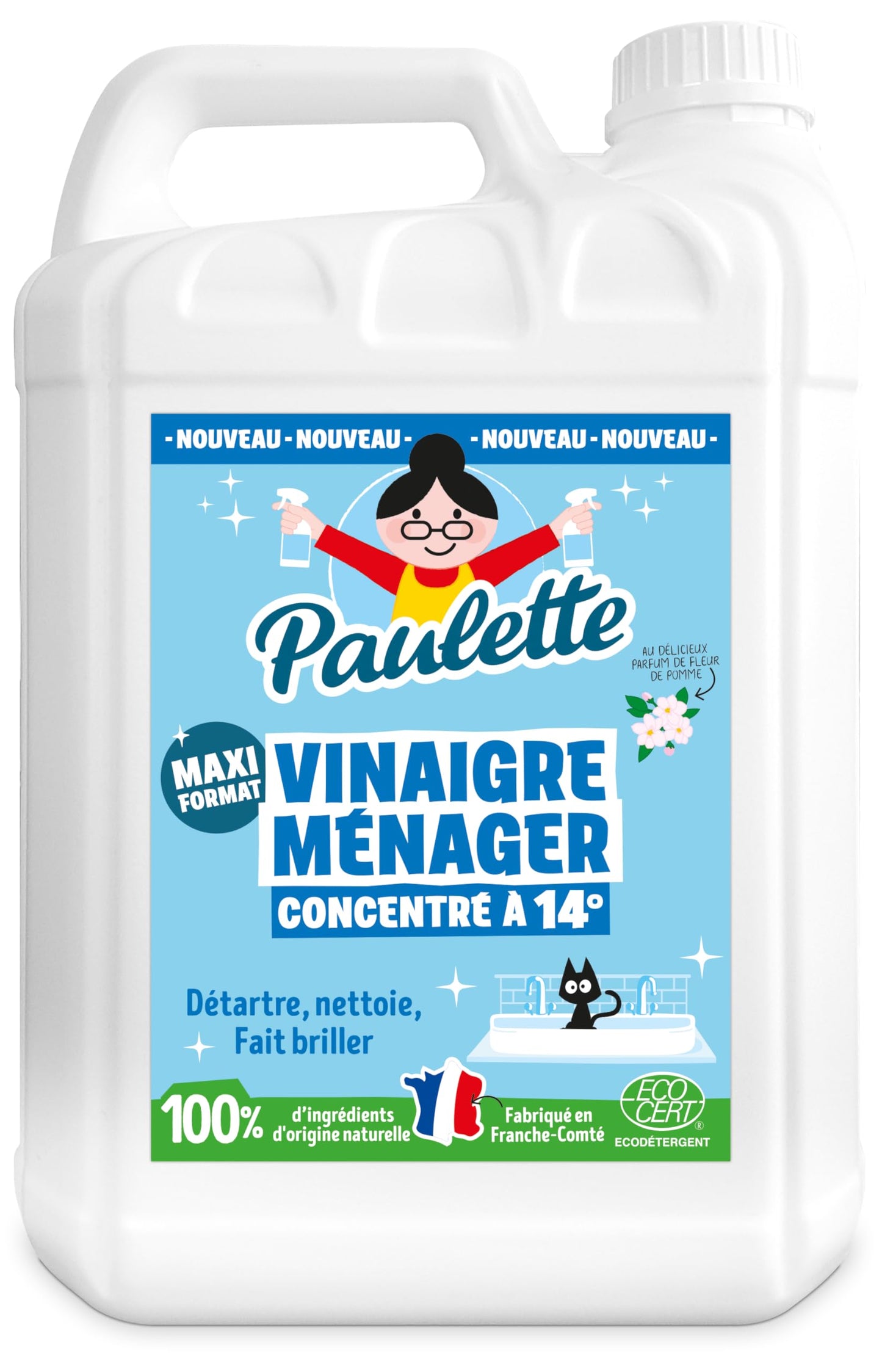 Paulette - Vinaigre Framboise 8° - Détartrant Multi-Surface - 500mL