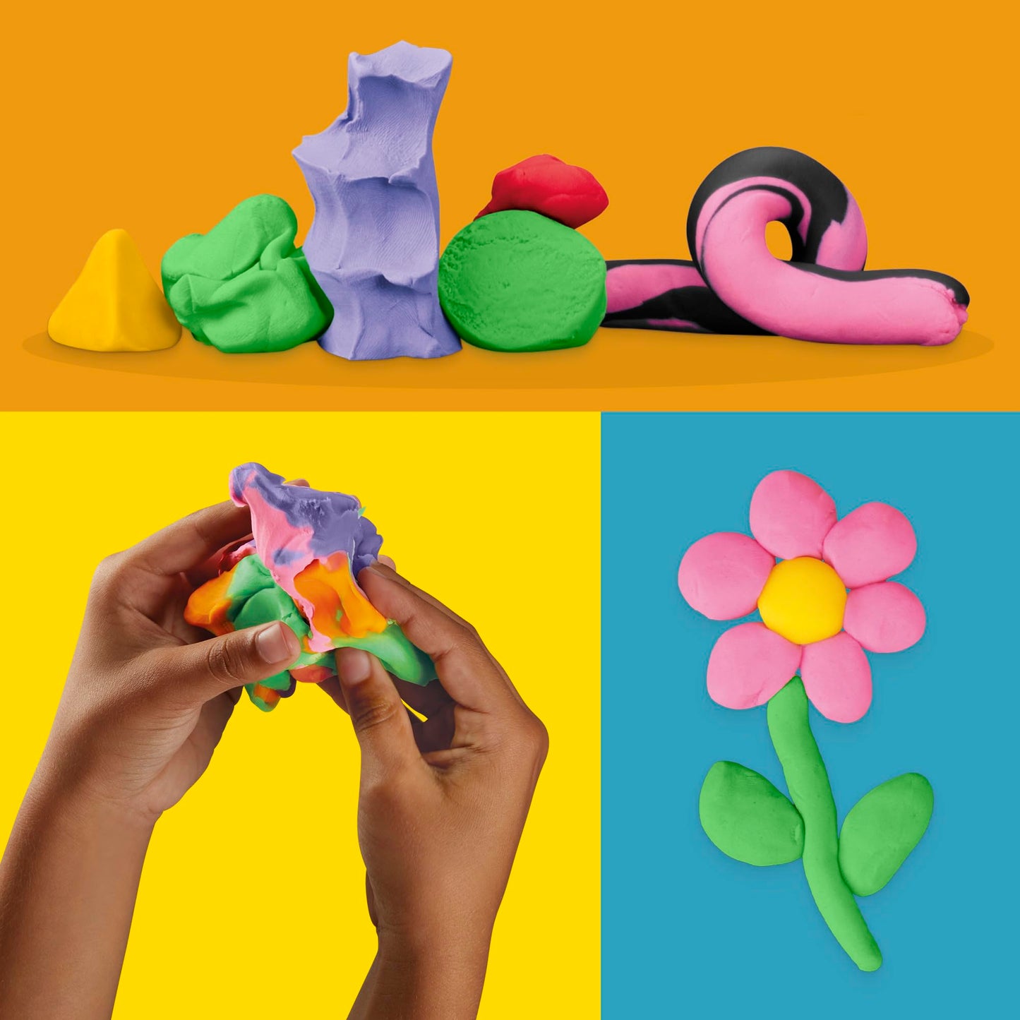 Play-Doh, La fête des Couleurs, Loisirs créatifs avec pâte à Modeler pour Filles et Garçons dès 3 Ans, 24 Pots de 56 g, 6 Couleurs, Idèe Cadeaux pour Anniversaires