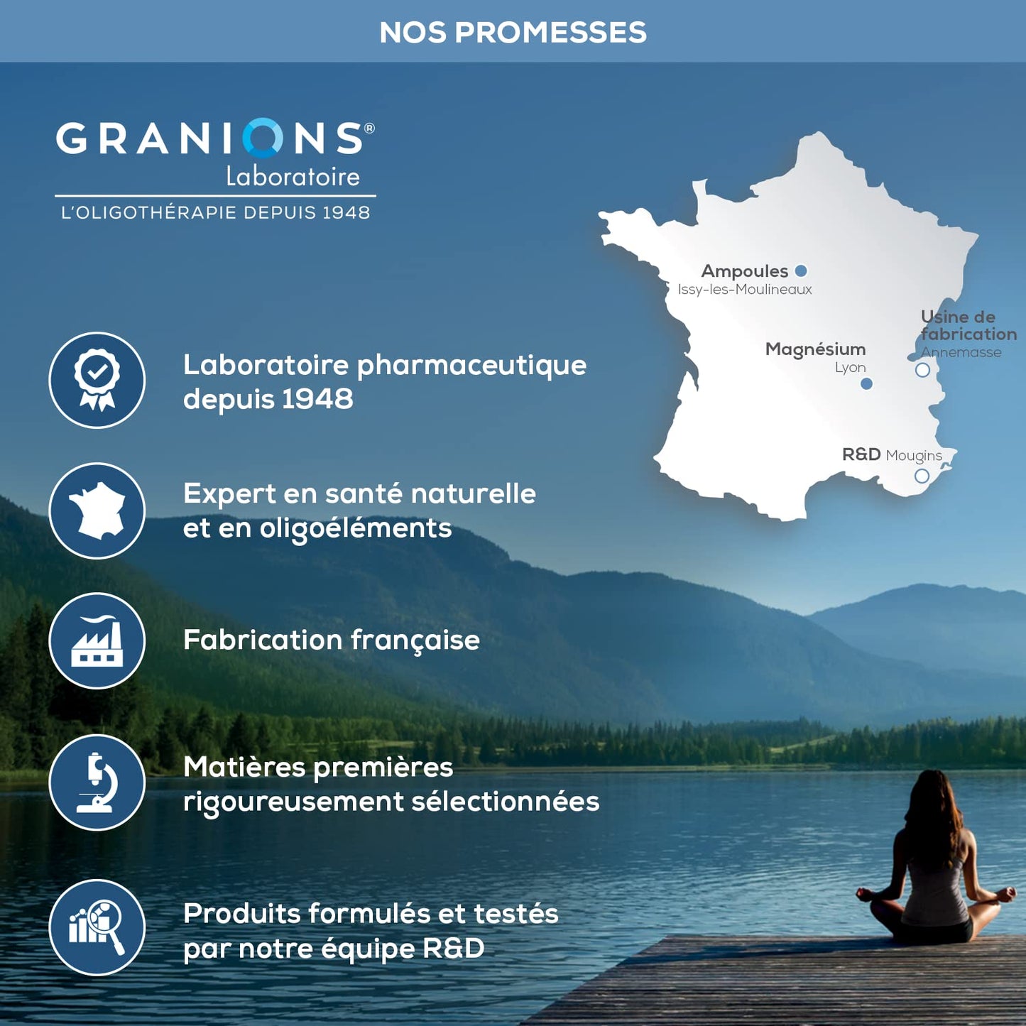 GRANIONS Magnesium Bisglycinate 360 MG - Magnesium Bisglycinate Haute Assimilation + Vitamine B6 - Anti Stress Adulte, Anti Fatigue Puissant - Sans Sucre & Vegan - 10 Shots - Goût Framboise