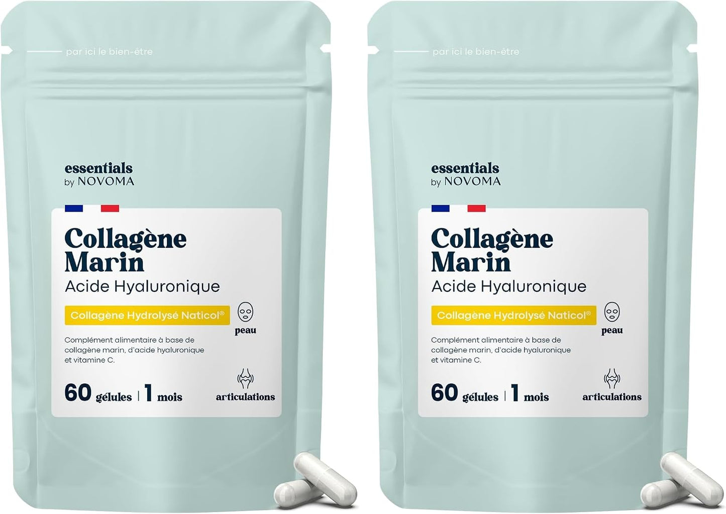Collagene Marin + Acide Hyaluronique + Vitamine C, 120 Gélules - 2 Mois